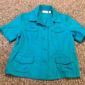 Women’s CHICO’S short sleeve aqua blazer size 1